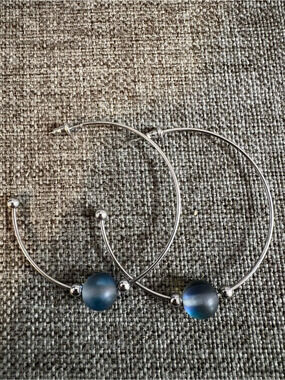 Nogu Blue/grey Beaded Hoop Earrings